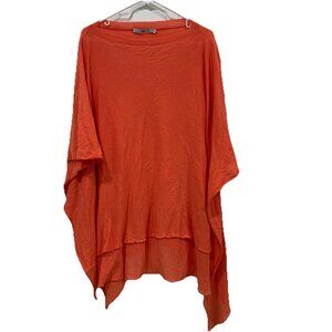 Women’s JARBO Orange Blouse Short Poncho Top Cover‎ Up Asymmetrical Size 38